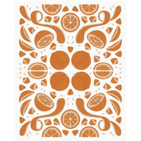 Retro Orange Otomi Monotone -Paper Art-18"x22"