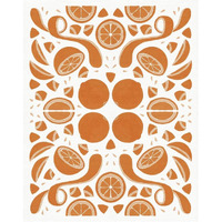 Retro Orange Otomi Monotone -Paper Art-22"x26"