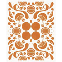 Retro Orange Otomi Monotone -Paper Art-24"x30"