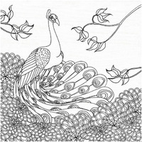 Palace Peacock I Black and White -Paper Art-42"x42"