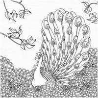 Palace Peacock II Black and White -Paper Art-26"x26"