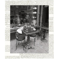 Barking at the Waiter with Newsprint -Paper Art-38.96"x46"