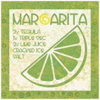 Cocktail Recipes - Margarita -Paper Art-20"x20"