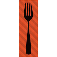 Mealtime: Red Stripes - Fork -Paper Art-26"x74"