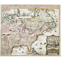 North America- French Settlement, 1719 -Paper Art-18"x15.92"