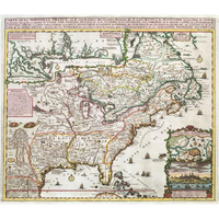 North America- French Settlement, 1719 -Paper Art-24"x21.14"