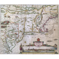 New England and New York with inset depicting lower Manhattan, 1655 -Paper Art-18"x15.6"