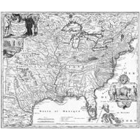 The American Buffalo Map, 1718 -Paper Art-46"x38.96"