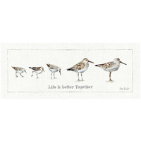 Pebbles and Sandpipers I -Paper Art-32"x14"