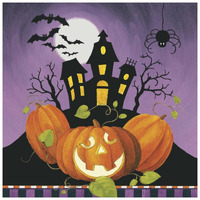 Happy Haunting House on Pumpkins -Paper Art-26"x26"
