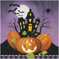 Happy Haunting House on Pumpkins -Paper Art-32"x32"