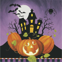 Happy Haunting House on Pumpkins -Paper Art-38"x38"