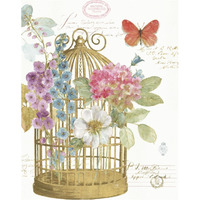 Rainbow Seeds Romantic Birdcage II -Paper Art-30"x37"