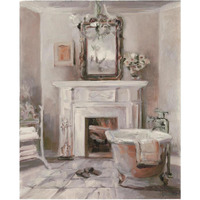 French Bath IV Gray and Blush -Paper Art-24"x30"