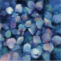 Midnight Blue Hydrangeas -Paper Art-38"x38"