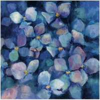 Midnight Blue Hydrangeas with Gold -Paper Art-32"x32"