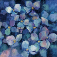 Midnight Blue Hydrangeas with Gold -Paper Art-38"x38"