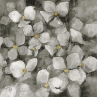 Midnight Neutral Hydrangeas with Gold Crop -Paper Art-38"x38"