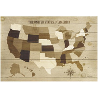 USA Modern Vintage Wood -Paper Art-32"x22"
