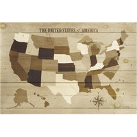 USA Modern Vintage Wood -Paper Art-38"x26"