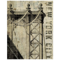 Vintage New Manhattan Bridge -Paper Art-22"x26"