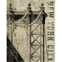 Vintage New Manhattan Bridge -Paper Art-30"x37"