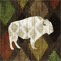 Southwest Lodge Buffalo -Paper Art-38"x38"