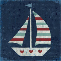 Nautical Love Sail Boat -Paper Art-32"x32"