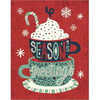 Festive Holiday Cocoa Seasons Greetings -Paper Art-30"x37"