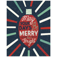 Festive Holiday Light Bulb Merry and Bright -Paper Art-22"x26"
