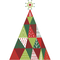 Geometric Holiday Trees I -Paper Art-32"x32"