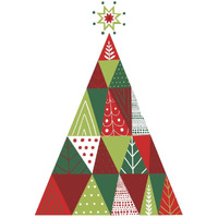 Geometric Holiday Trees I -Paper Art-38"x38"