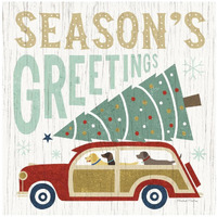 Holiday on Wheels II -Paper Art-26"x26"