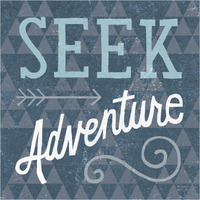 Mod Triangles Seek Adventure Blue -Paper Art-38"x38"