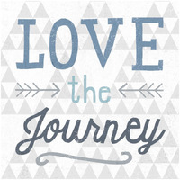 Mod Triangles Love the Journey Blue -Paper Art-32"x32"