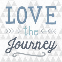 Mod Triangles Love the Journey Blue -Paper Art-42"x42"