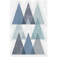 Mod Triangles IV Blue -Paper Art-14"x20"