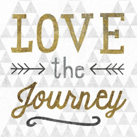 Mod Triangles Love the Journey Gold -Paper Art-38"x38"