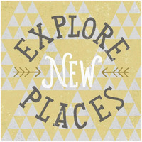 Mod Triangles Explore New Places Retro -Paper Art-32"x32"