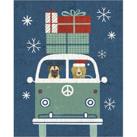 Holiday on Wheels XII Navy -Paper Art-30"x37"
