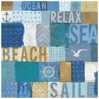 Beachscape Collage I -Paper Art-26"x26"