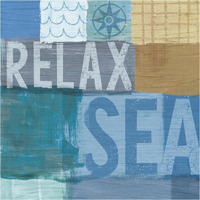 Beachscape Collage III -Paper Art-38"x38"