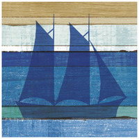 Beachscape V Boat -Paper Art-26"x26"