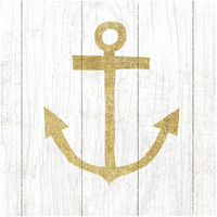Beachscape III Anchor Gold Neutral -Paper Art-20"x20"