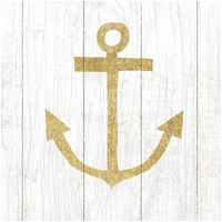 Beachscape III Anchor Gold Neutral -Paper Art-26"x26"