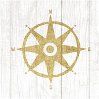 Beachscape IV Compass Gold Neutral -Paper Art-20"x20"