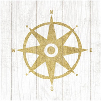Beachscape IV Compass Gold Neutral -Paper Art-26"x26"