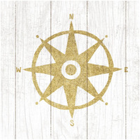Beachscape IV Compass Gold Neutral -Paper Art-32"x32"