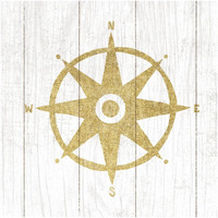 Beachscape IV Compass Gold Neutral -Paper Art-42"x42"