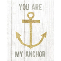 Beachscape III Anchor Quote Gold Neutral -Paper Art-24"x30"